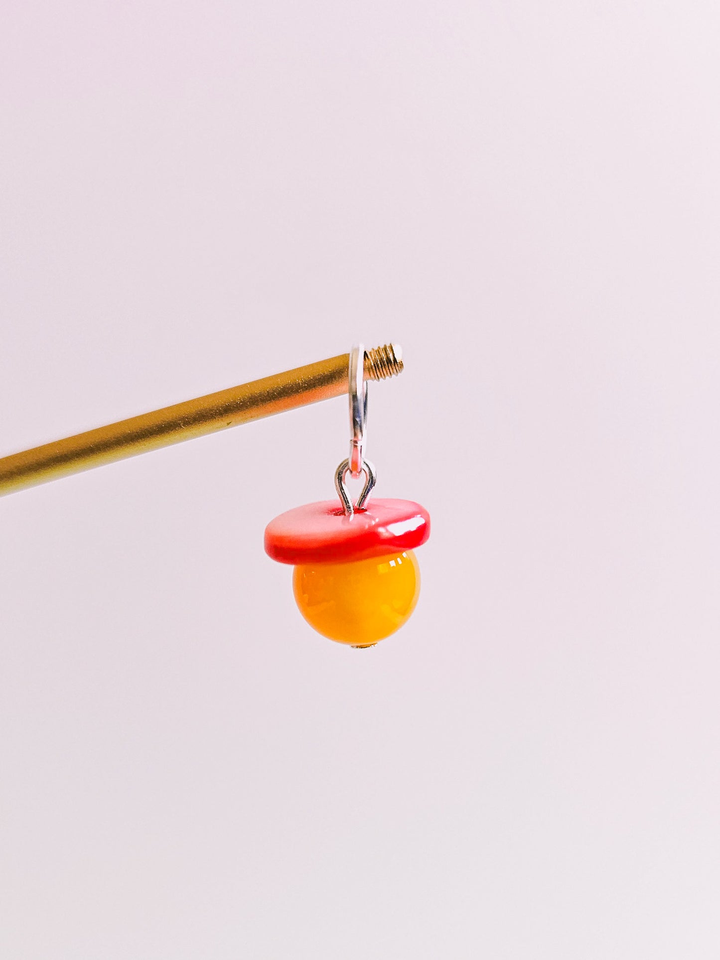 Yellow Agate, Red Seashell Charm for Opaluxe Charm Hoops