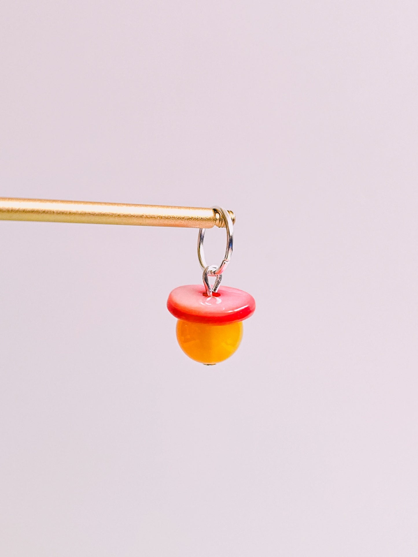Yellow Agate, Red Seashell Charm for Opaluxe Charm Hoops