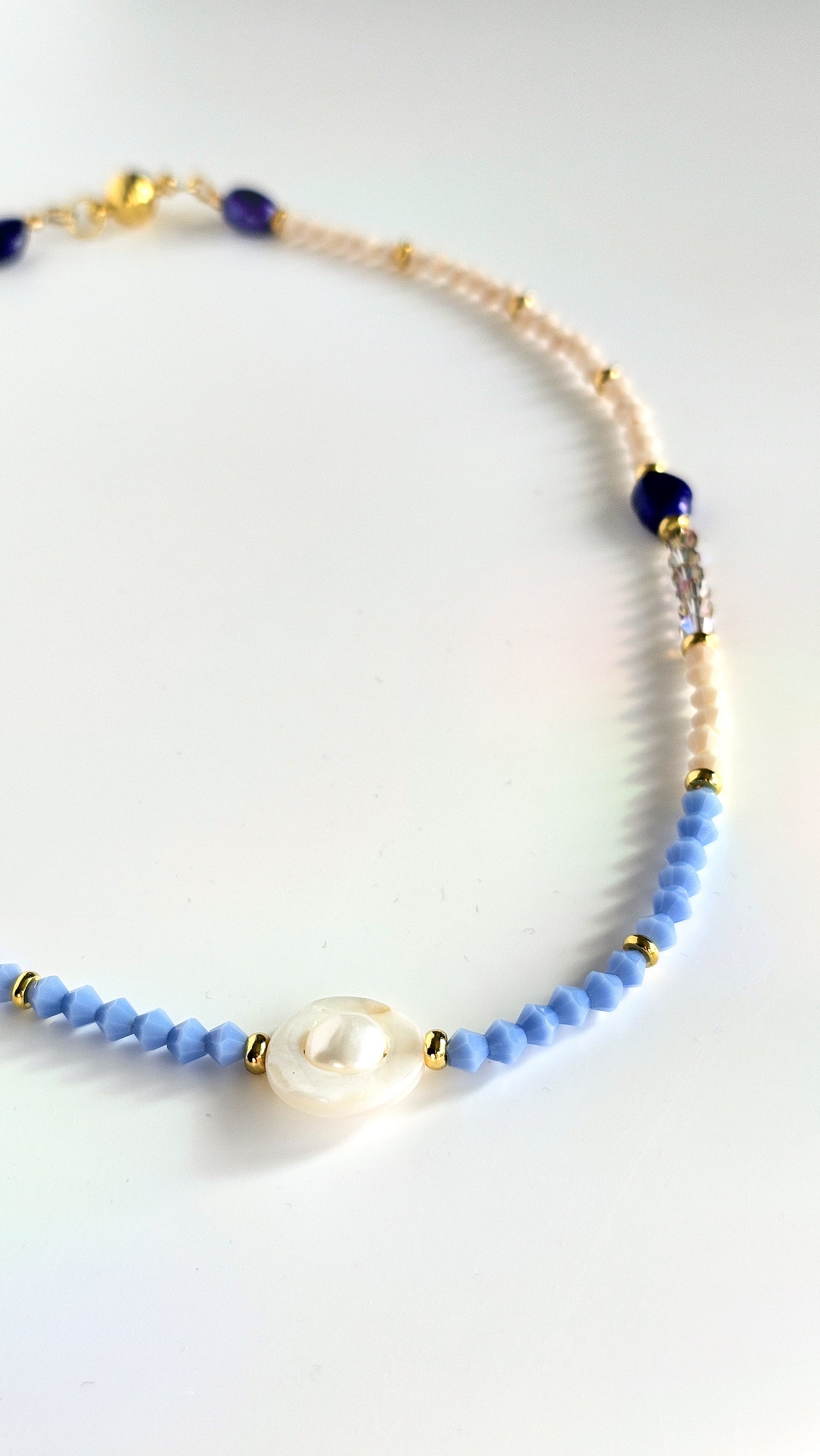 Fidget Freshwater Pearl Coastal Hues Necklace, Bring Me to the Beach, Glass, Freshwater Pearl, Seashell