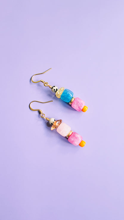 Multicoloured Gemstone Drop Earring