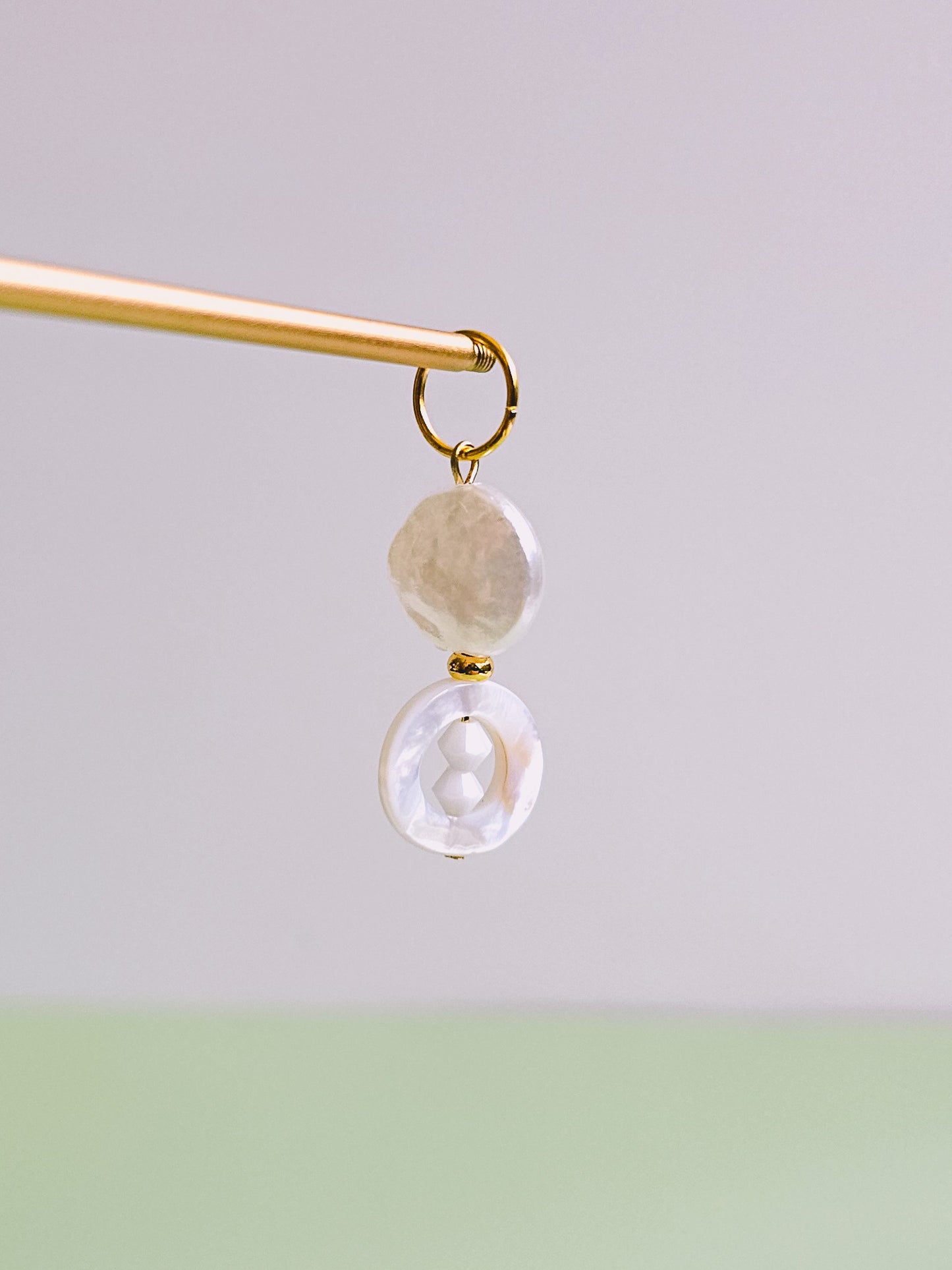 Faux Pearl and Seashell Charm for Opaluxe Charm Hoops