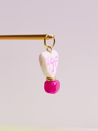 Pink Heart Strawberry Quartz Charm for Opaluxe Charm Hoops