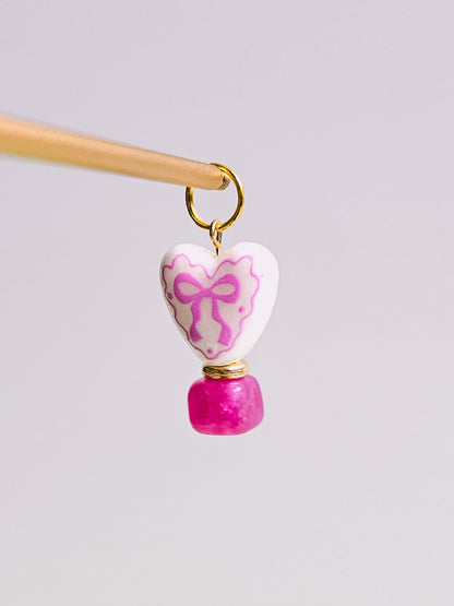 Pink Heart Strawberry Quartz Charm for Opaluxe Charm Hoops
