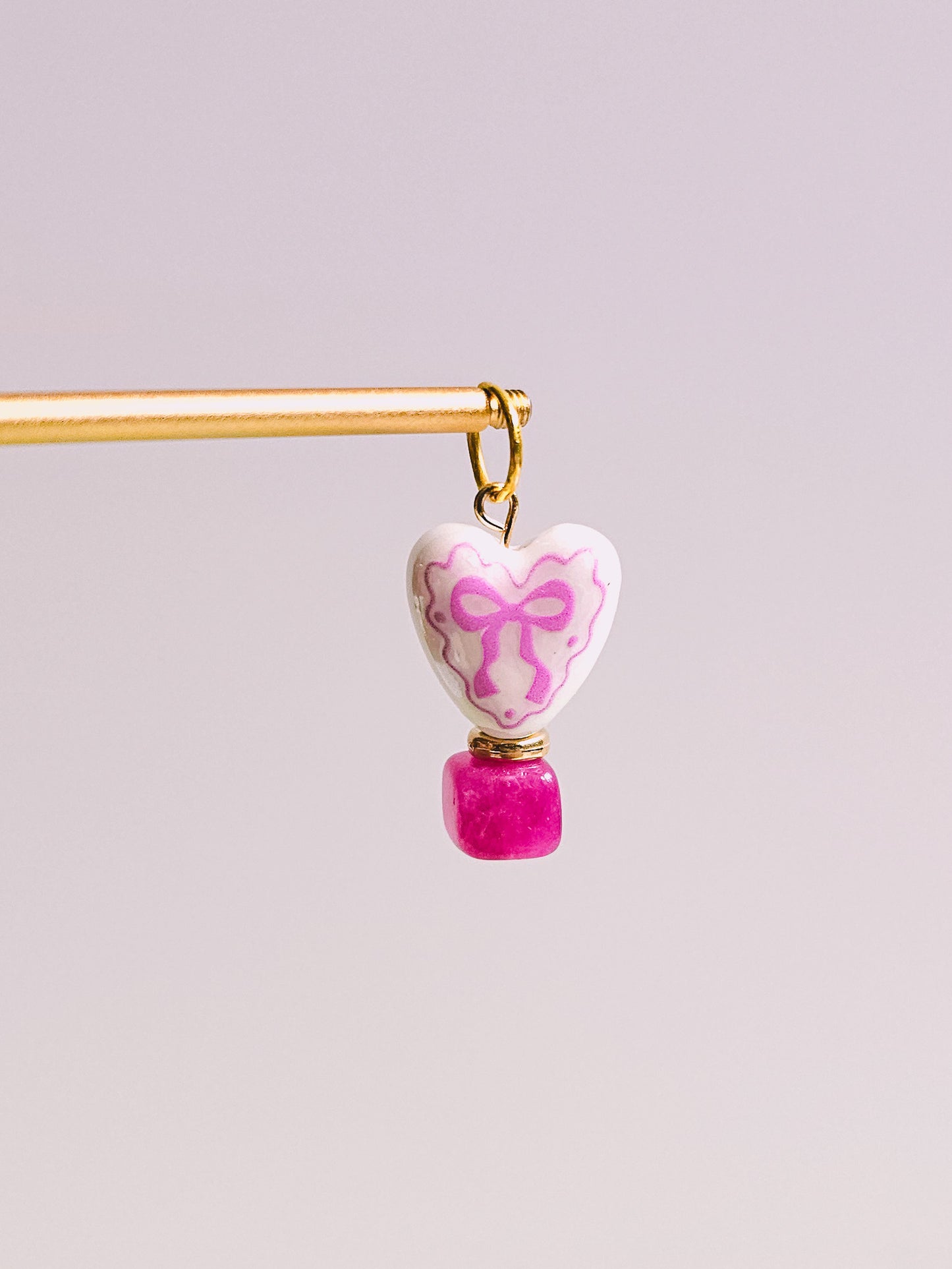 Pink Heart Strawberry Quartz Charm for Opaluxe Charm Hoops