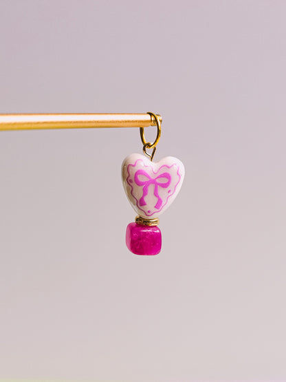 Pink Heart Strawberry Quartz Charm for Opaluxe Charm Hoops