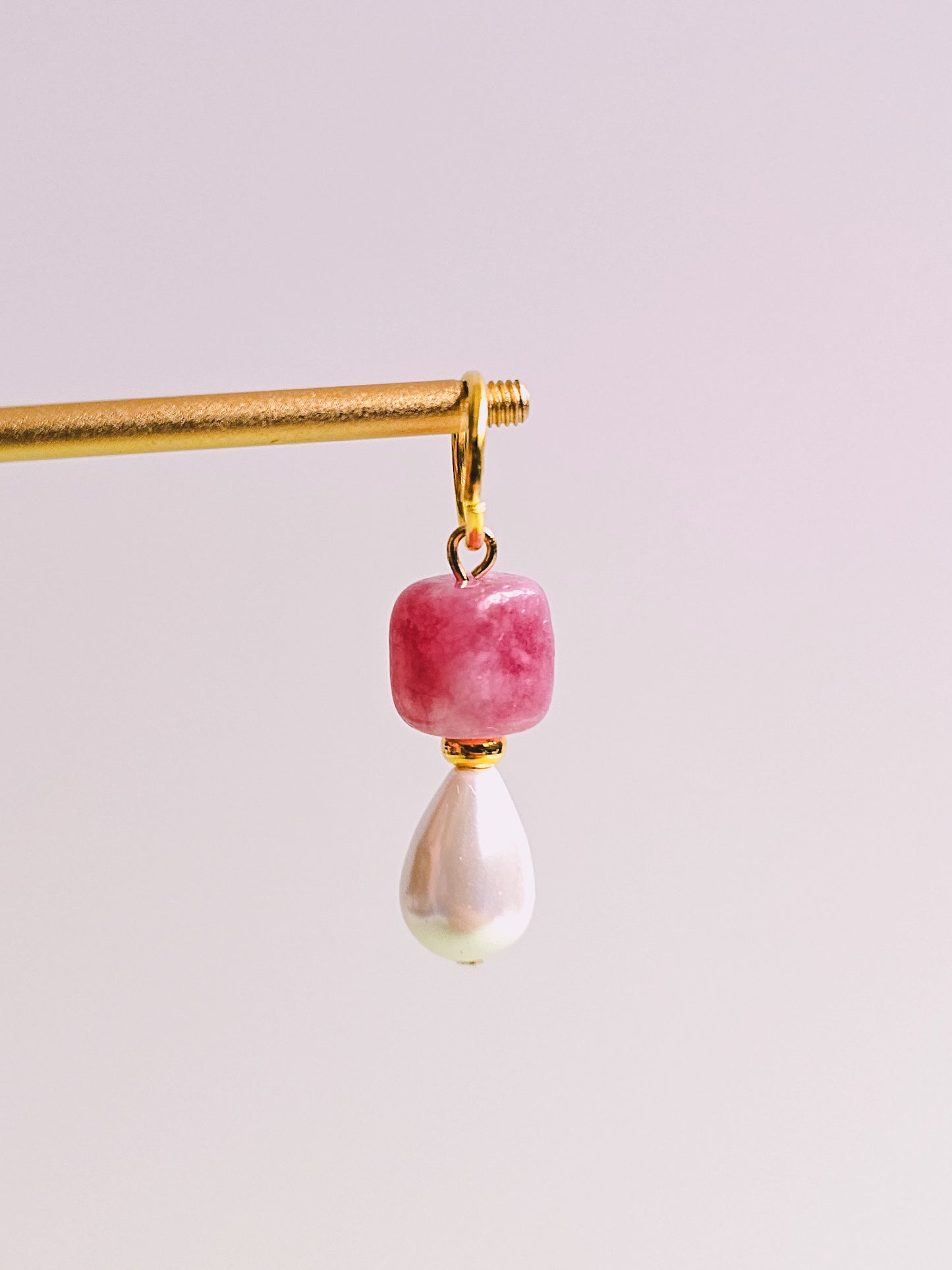 Freshwater Pearl Strawberry Quartz Charm for Opaluxe Charm Hoops