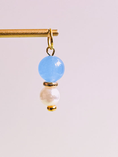 Blue Agate Semi Precious Gemstone Charm for Opaluxe Charm Hoops