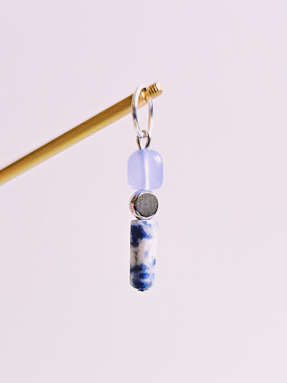 Soladite Gemstone, Blue Agate Gemstone Charm for Opaluxe Charm Hoops