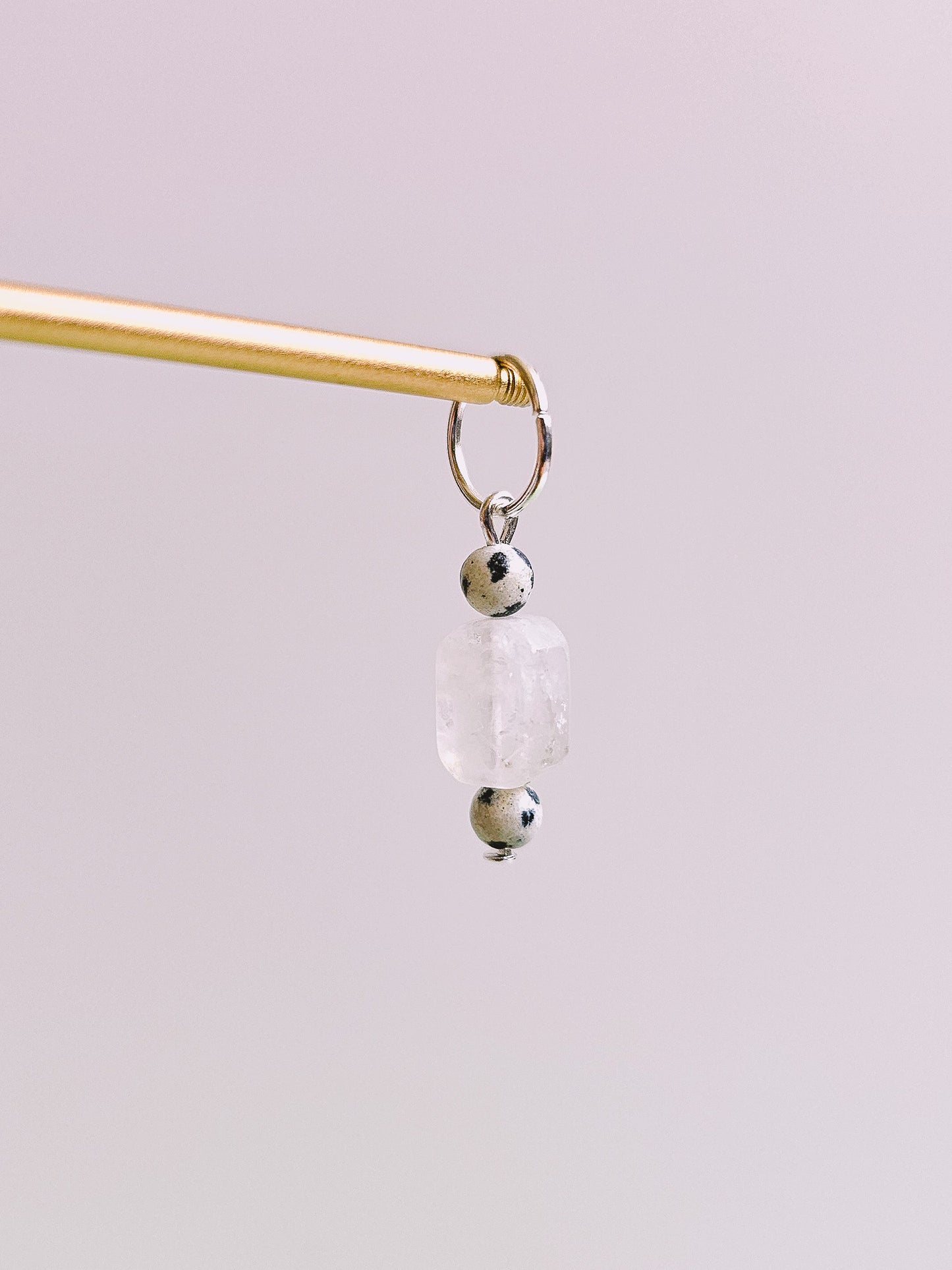 White Agate Gemstone Charm for Opaluxe Charm Hoops