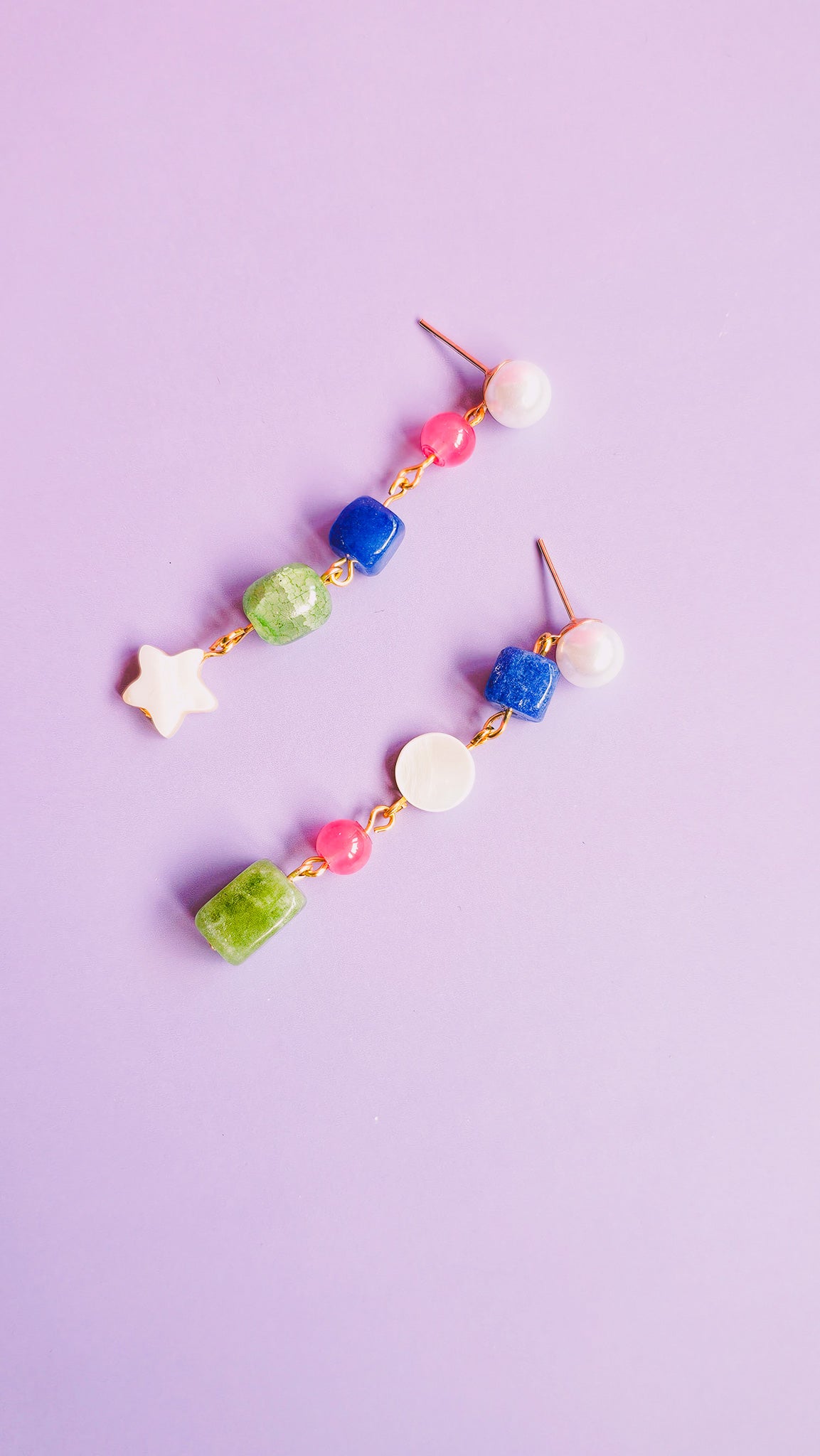 Barbie Girl Dangle Semi Precious Gemstone, Freshwater Pearl, Seashell Earrings