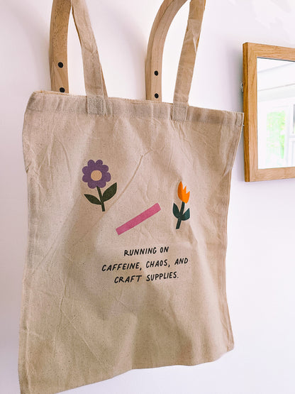 Caffeine, Chaos and Craft Supplies Tote Bag