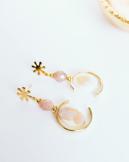 Sunstone Seashell and 18k Gold Plated Wedding Jewellery For Brides
