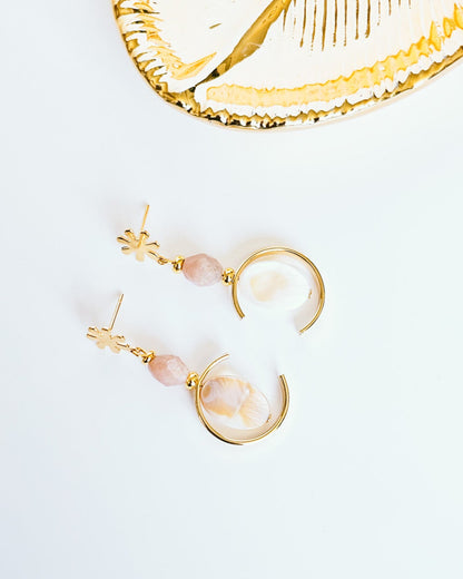 Sunstone Seashell and 18k Gold Plated Wedding Jewellery For Brides
