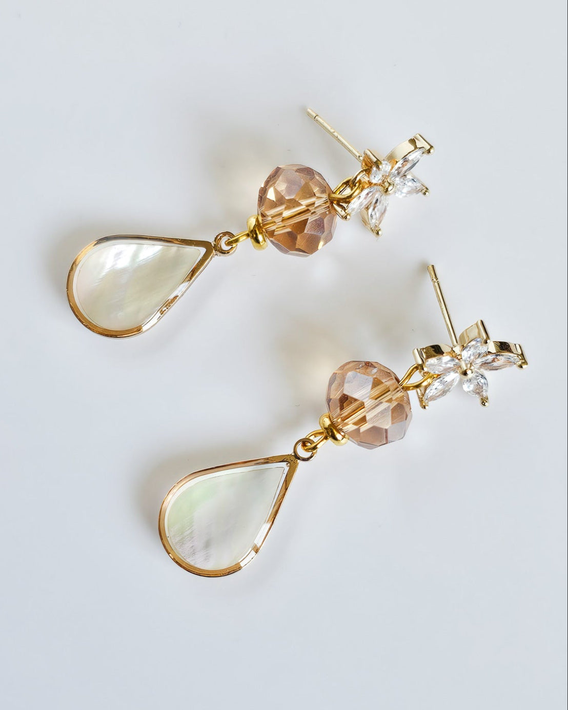 Seashell Freshwater Pearl 18K Gold Hook Earrings for Bridal Wear, Weddings and Brides