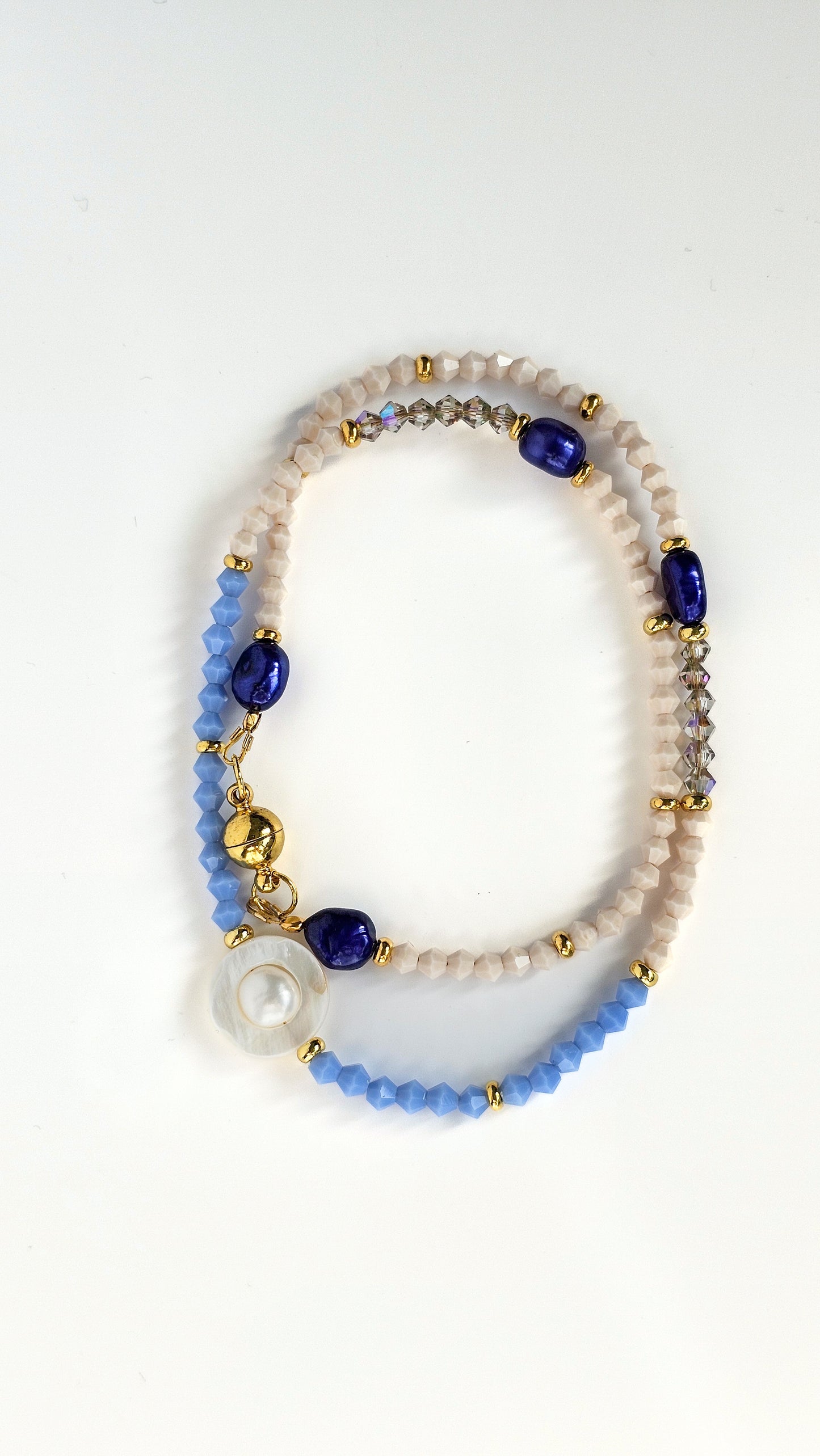 Fidget Freshwater Pearl Coastal Hues Necklace, Bring Me to the Beach, Glass, Freshwater Pearl, Seashell