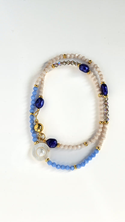 Fidget Freshwater Pearl Coastal Hues Necklace, Bring Me to the Beach, Glass, Freshwater Pearl, Seashell