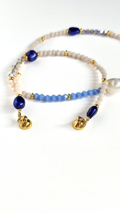 Fidget Freshwater Pearl Coastal Hues Necklace, Bring Me to the Beach, Glass, Freshwater Pearl, Seashell