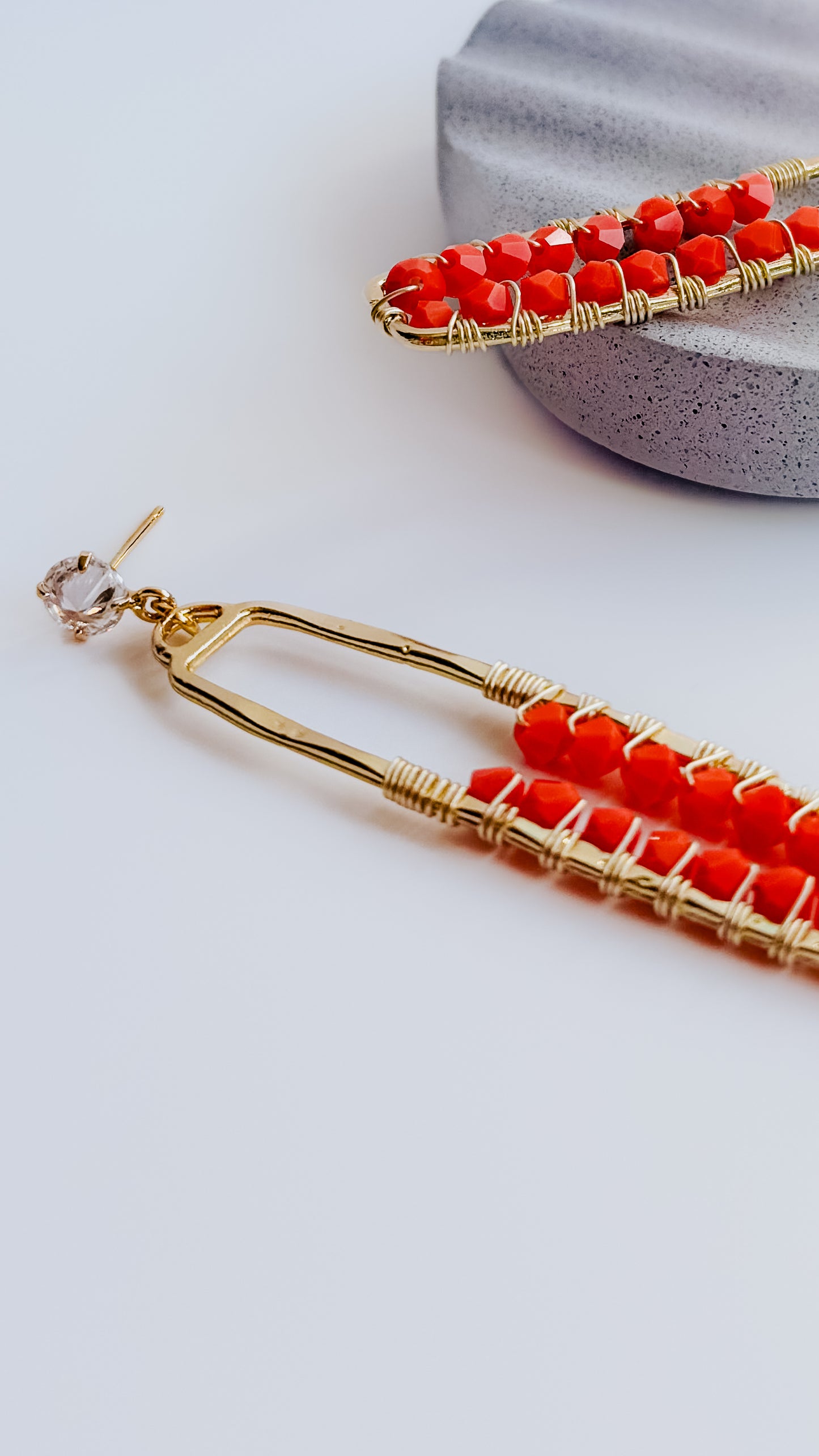Fiery Orange Aurora Veil Earrings 18k Gold Plated Wire Wrapped